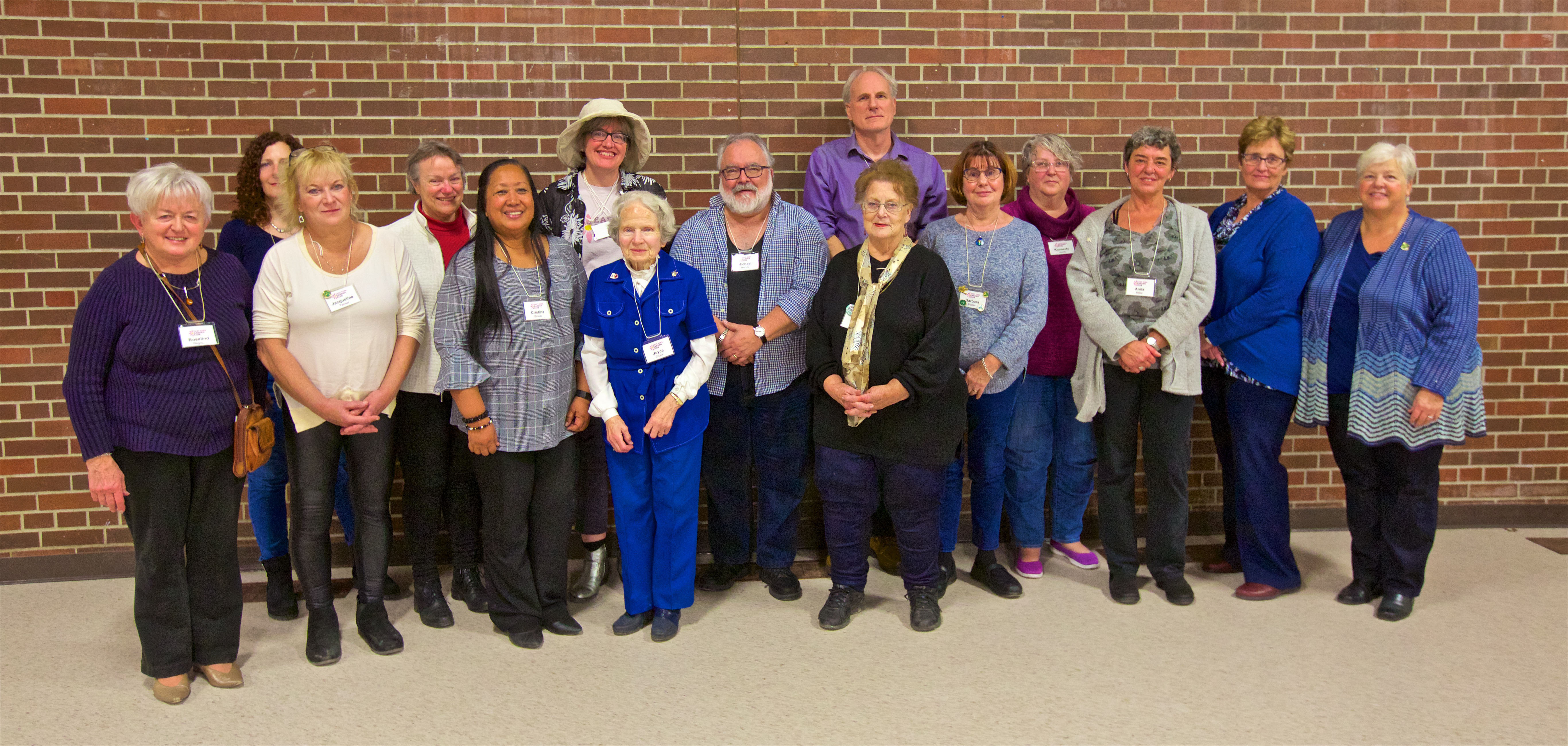 Left to right: Joyce Crook, Sonia Van Heerden, Mary Donovan, Jacqueline Tanner, Anita Millar, Barb Foster, Cristina Brown, Lesley Grimshaw, Michael Woods, Linda Boyko, Paul Sarjeant, Barbara Fairbanks, Rosemary Vandierendonck, Rosalind Regnier, Gord Piercey, Lynda Tanner, Absent: Susan Bartlett
